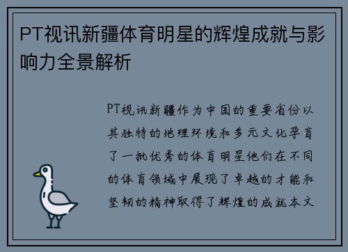 PT视讯新疆体育明星的辉煌成就与影响力全景解析